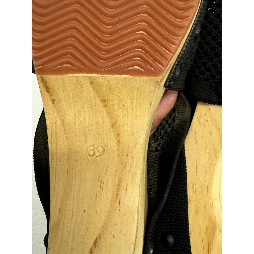 Jaxy Bird Black Wooden Sole Open Toe Wedge Sandals‎ Womens Size EU 39 - Picture 7 of 7